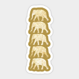 Patterned Elephants(White&Gold) Sticker